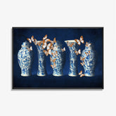 5 blauwe vazen- plexiglas schilderij - kunst