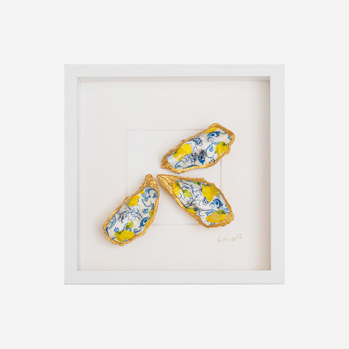 3x Lemon 27x27cm - Ingelijste oesters- plexiglas schilderij - kunst
