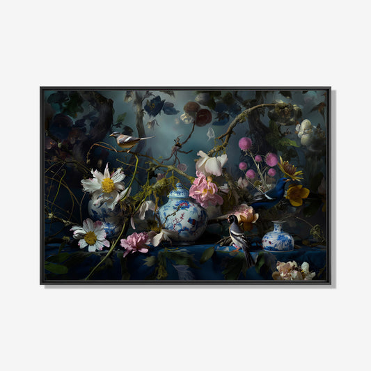 Birdsong Bouquet - Bloemen schilderij- plexiglas schilderij - kunst