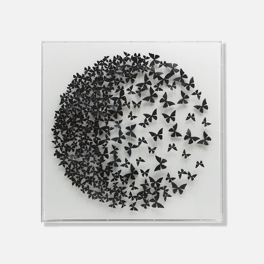 Black Butterflies mandala - 3d art- plexiglas schilderij - kunst
