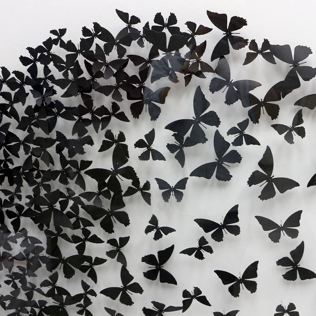 Black Butterflies mandala - 3d art- plexiglas schilderij - kunst
