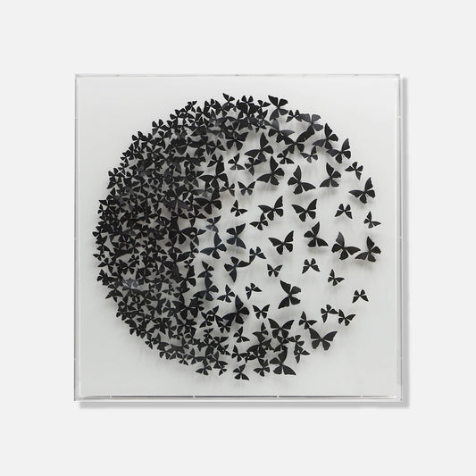 Black Butterflies mandala - 3d art- plexiglas schilderij - kunst