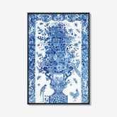 Blue Birds on a tile - Bloemen schilderij- plexiglas schilderij - kunst