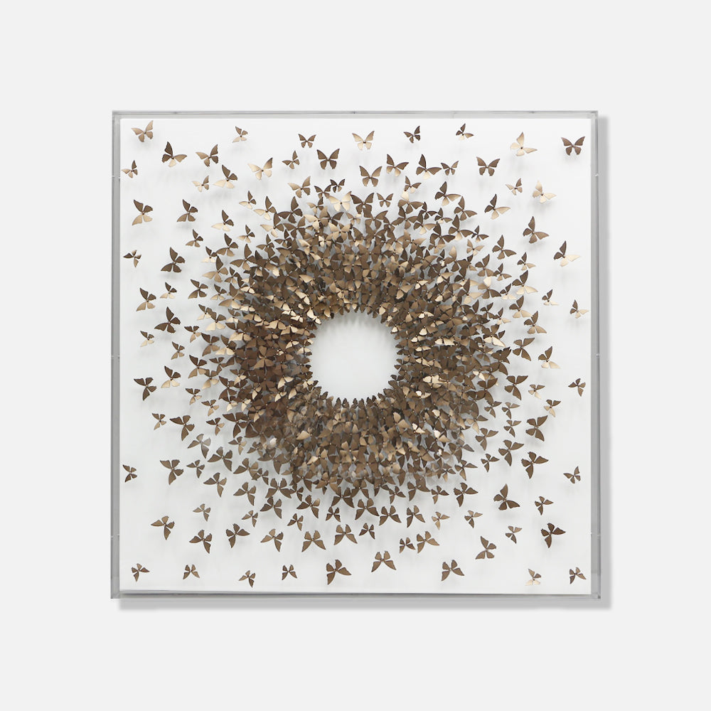 Bronze Butterflies - 3d art- plexiglas schilderij - kunst