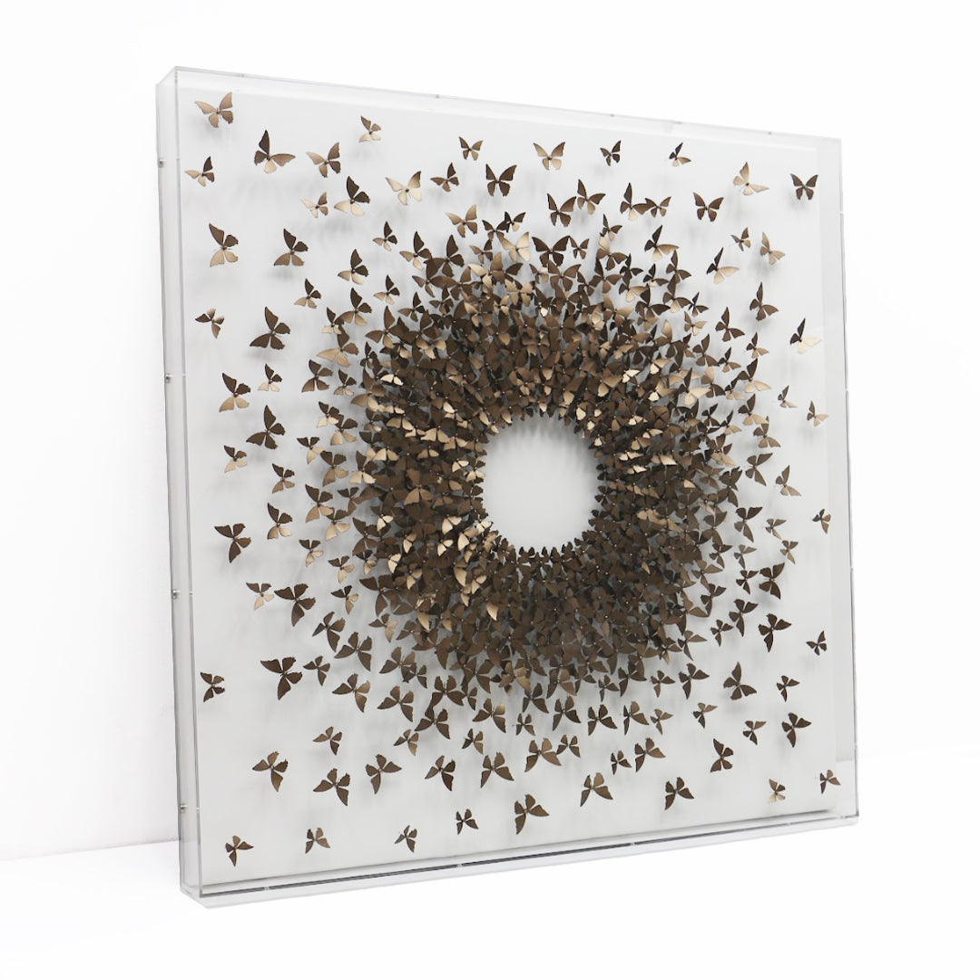 Bronze Butterflies - 3d art- plexiglas schilderij - kunst