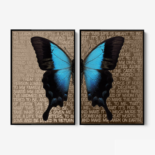 Butterfly Poems 2 luik - Brown- plexiglas schilderij - kunst