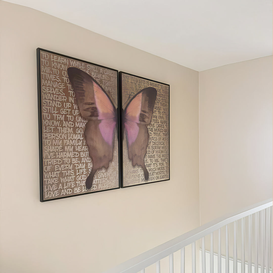 Butterfly Poems 2 luik - Gold- plexiglas schilderij - kunst