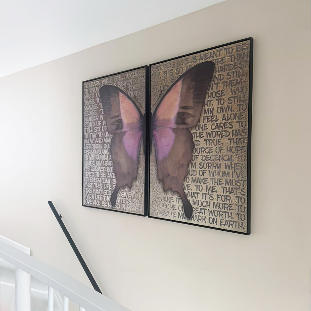 Butterfly Poems 2 luik - Gold- plexiglas schilderij - kunst