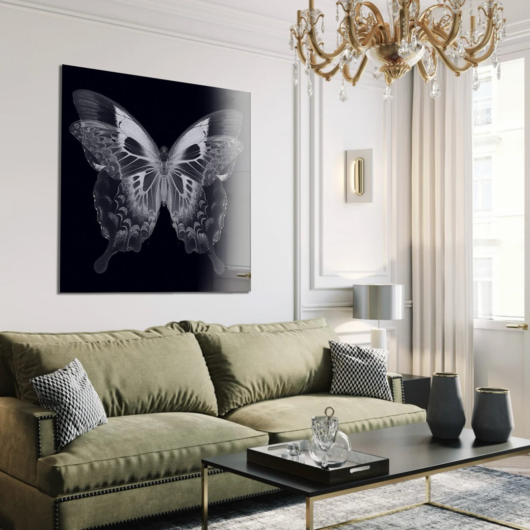 Butterfly - Zwart wit schilderij- plexiglas schilderij - kunst