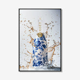 Champagne Delftsblauw- plexiglas schilderij - kunst