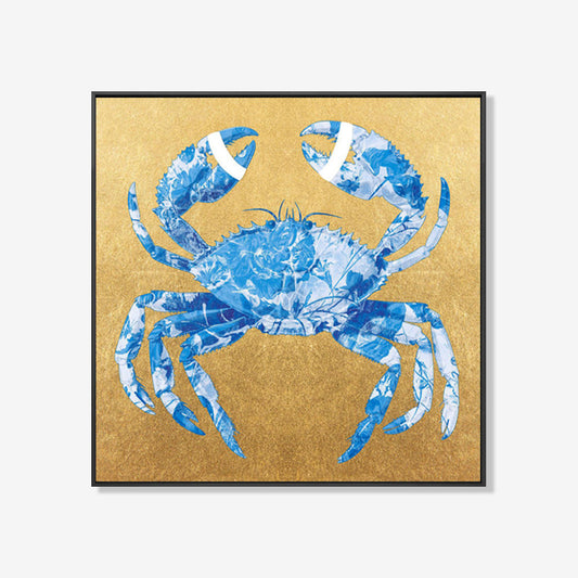 Crab Royal Blue Gold- plexiglas schilderij - kunst