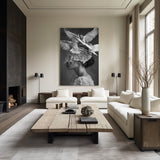 Feather Crown - Zwart wit schilderij- plexiglas schilderij - kunst