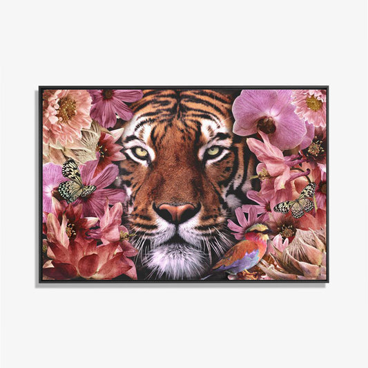 Flower Tiger - Bloemen schilderij- plexiglas schilderij - kunst