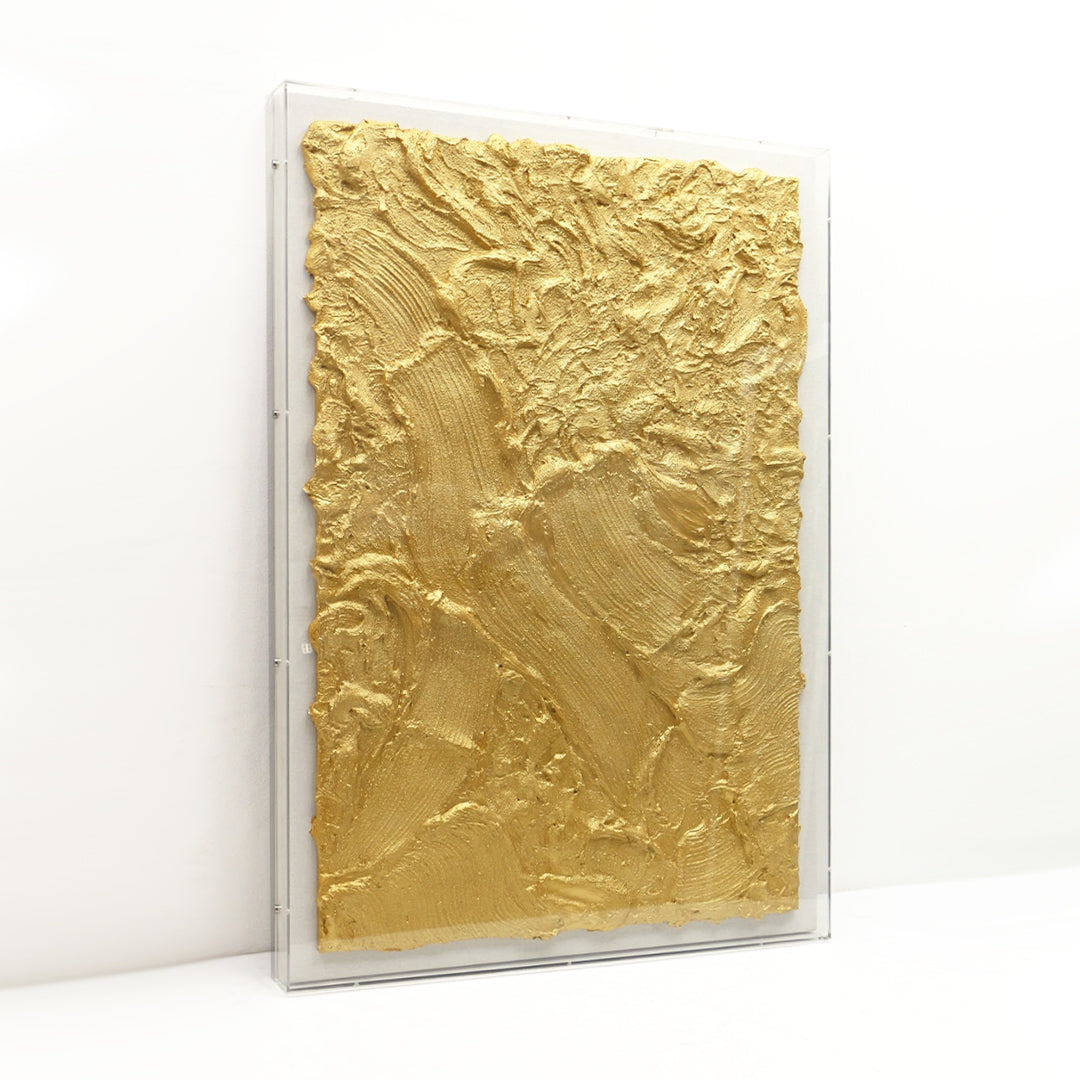 Golden waves - 3d art- plexiglas schilderij - kunst