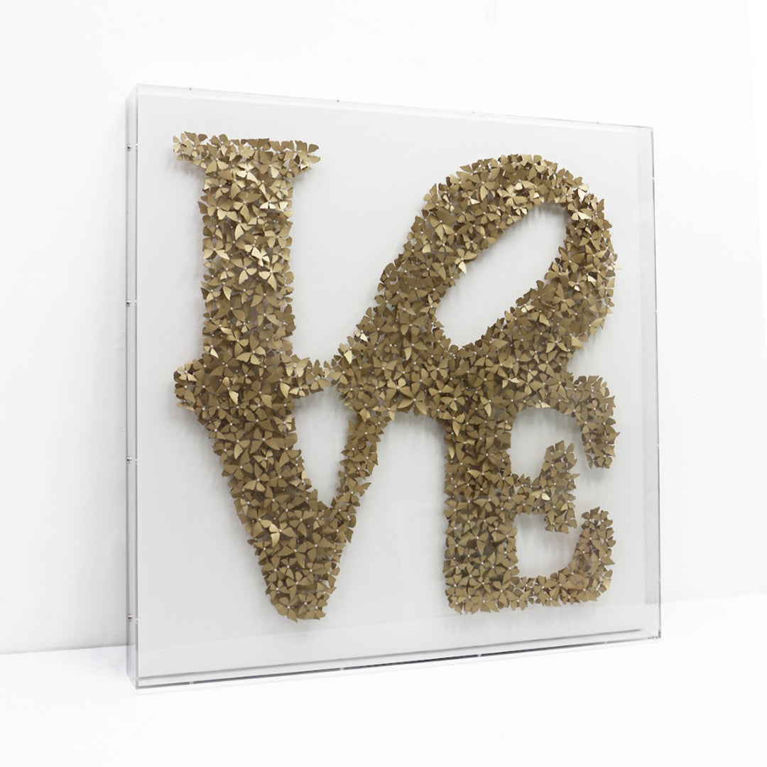 LOVE Golden - 3d art- plexiglas schilderij - kunst