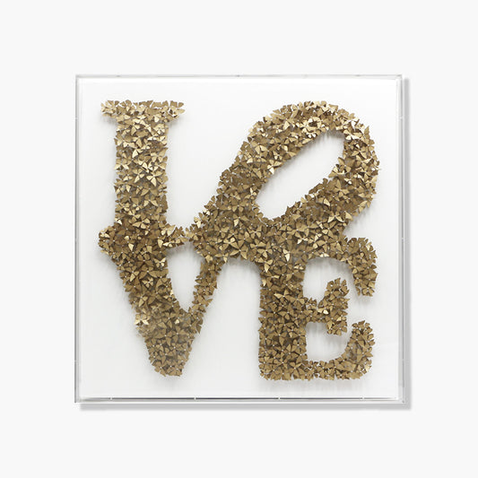 LOVE Golden - 3d art- plexiglas schilderij - kunst