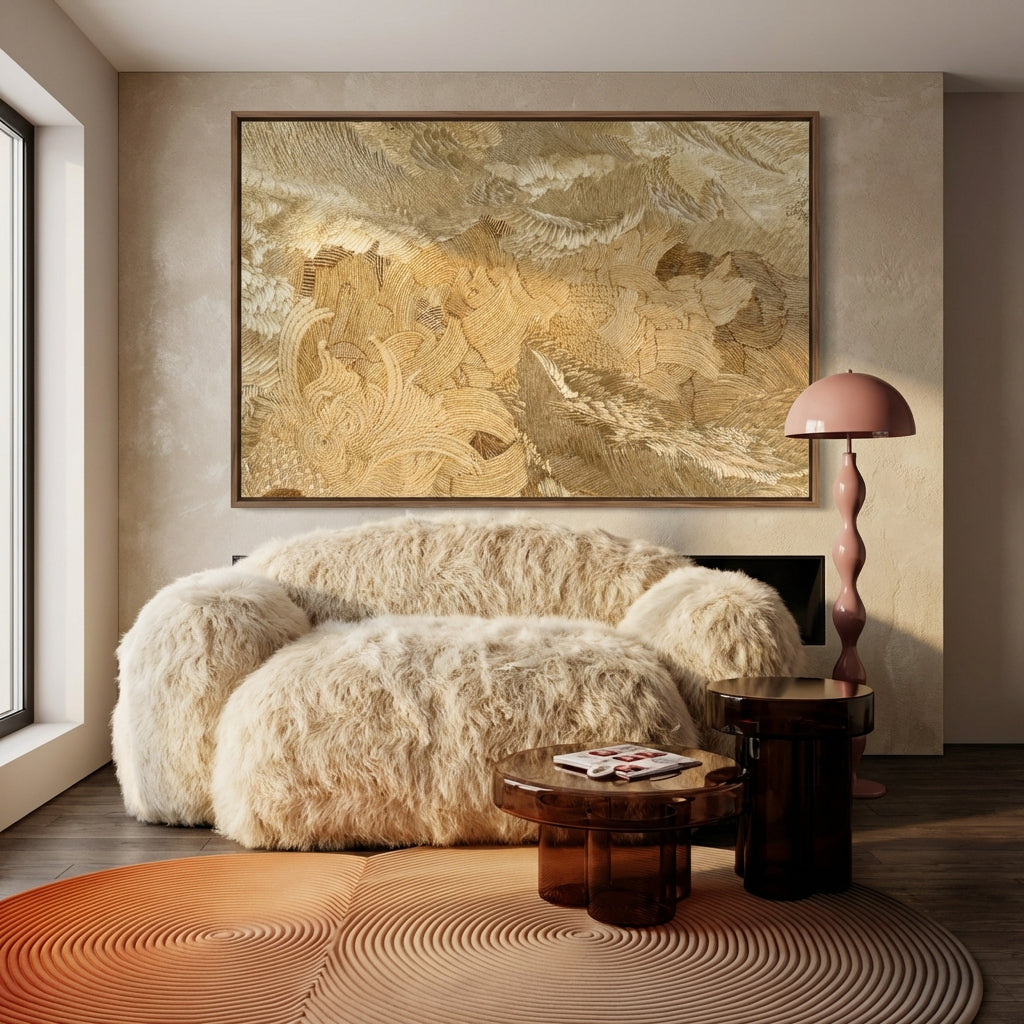 wandkunst met warme aardetinten
