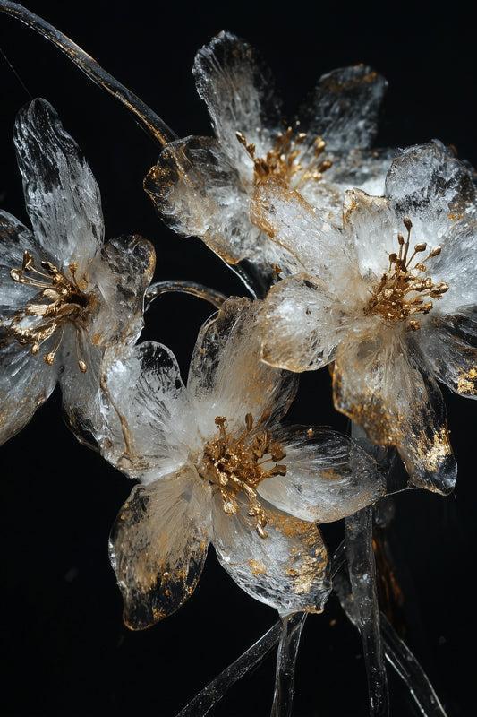 Midnight Flowers - Bloemen schilderij- plexiglas schilderij - kunst