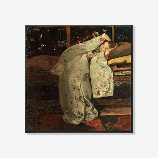 Meisje in de witte Kimono- plexiglas schilderij - kunst