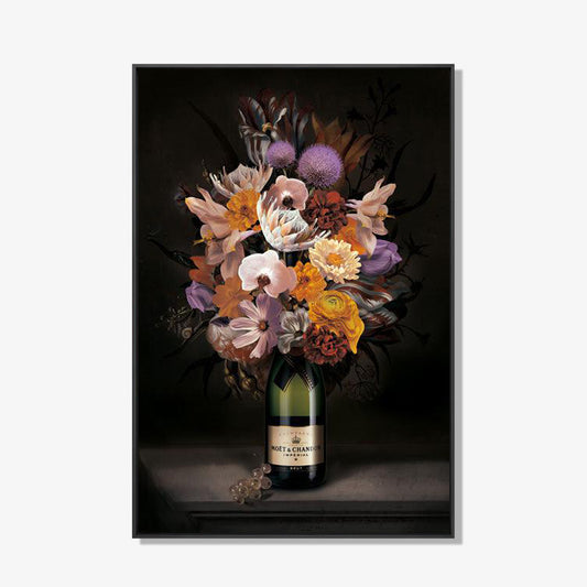 Moët Champie - Bloemen schilderij- plexiglas schilderij - kunst