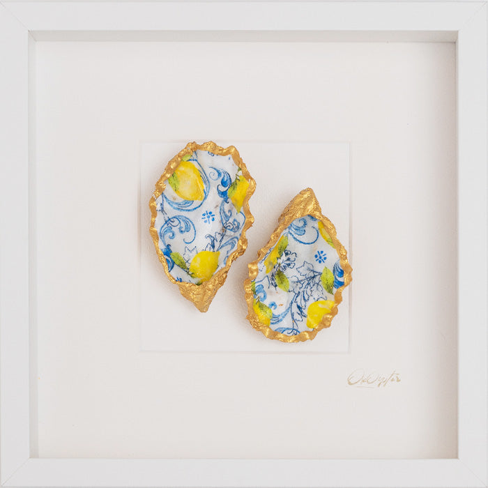 Lemon Lemon 27x27cm - Ingelijste oesters- plexiglas schilderij - kunst