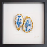 Vissen 27x27cm - Ingelijste oesters- plexiglas schilderij - kunst