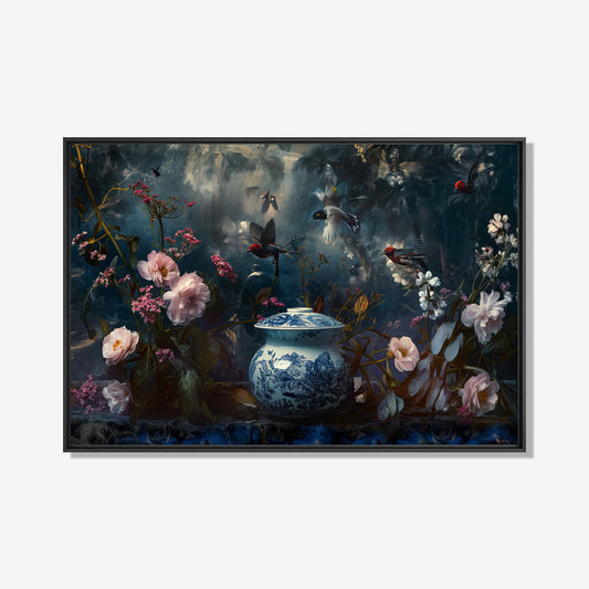 Petals and Plumage - Bloemen schilderij- plexiglas schilderij - kunst