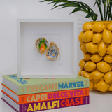 Amalfi - Tangerine 27x27cm - Ingelijste oesters- plexiglas schilderij - kunst
