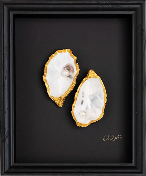 Pearls Klassiek Zwart 23x28cm - Ingelijste oesters- plexiglas schilderij - kunst