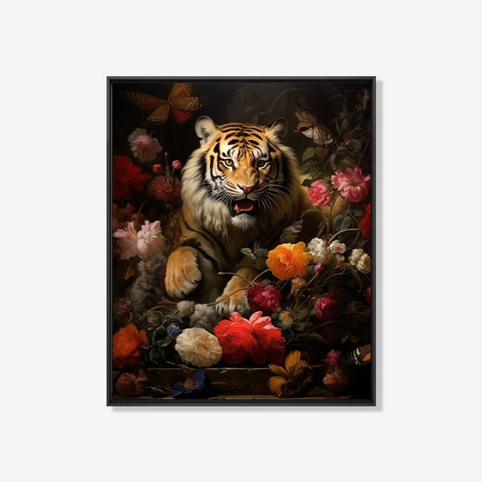 Tiger Garden - Bloemen schilderij- plexiglas schilderij - kunst