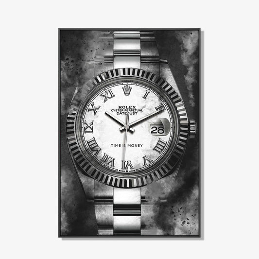 Time is Money - Zwart wit schilderij- plexiglas schilderij - kunst