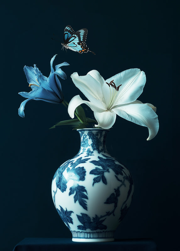 Vaas met witte lelie - Bloemen schilderij- plexiglas schilderij - kunst