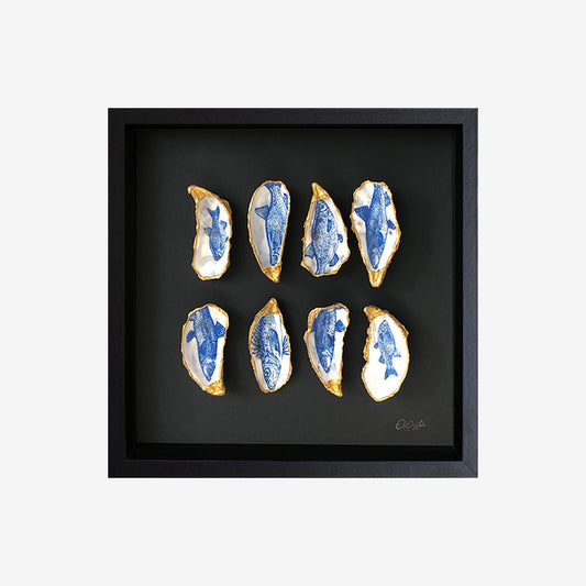 Vissen Groot 35x35cm - Ingelijste oesters- plexiglas schilderij - kunst
