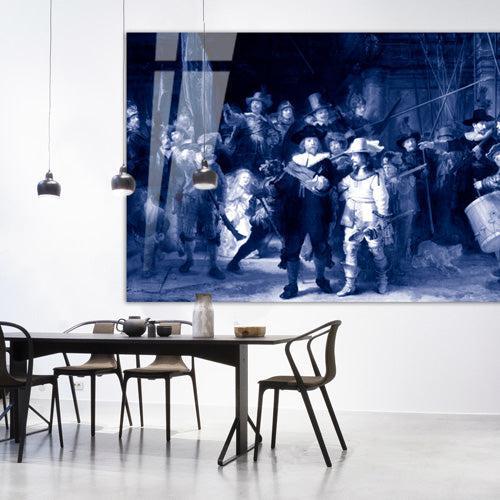 De Nachtwacht Blue - Nachtwacht schilderij- plexiglas schilderij - kunst