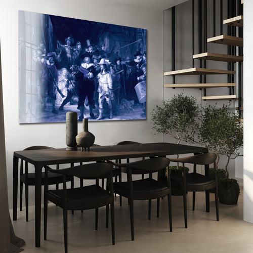 De Nachtwacht Blue - Nachtwacht schilderij- plexiglas schilderij - kunst