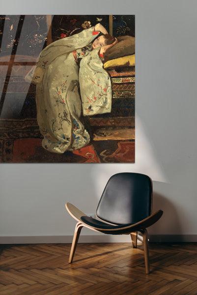Meisje in de witte Kimono- plexiglas schilderij - kunst