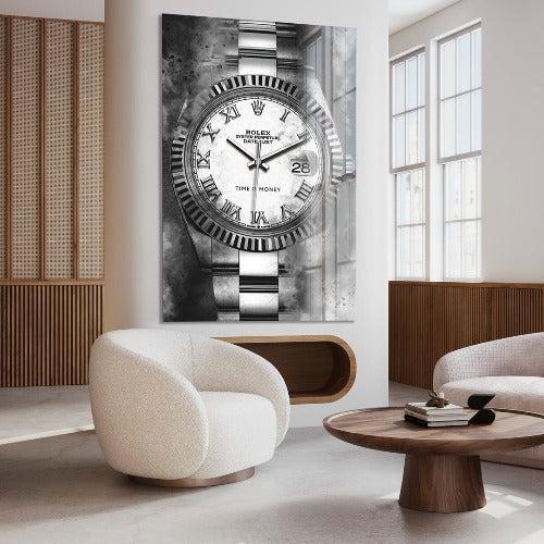 Time is Money - Zwart wit schilderij- plexiglas schilderij - kunst
