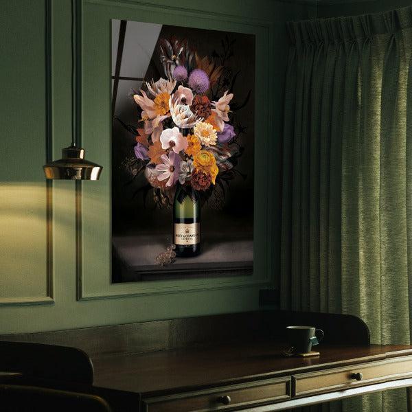 Moët Champie - Bloemen schilderij- plexiglas schilderij - kunst