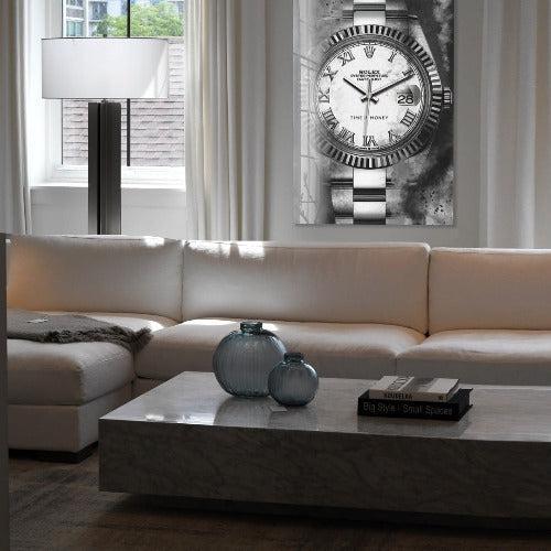 Time is Money - Zwart wit schilderij- plexiglas schilderij - kunst