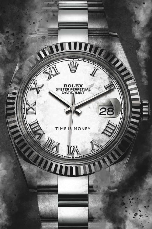 Time is Money - Zwart wit schilderij- plexiglas schilderij - kunst