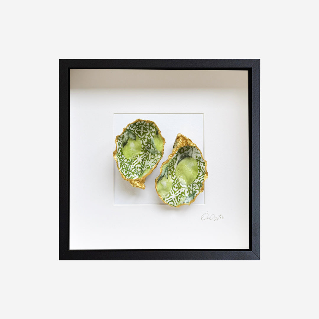 Limone 27x27cm - Ingelijste oesters- plexiglas schilderij - kunst
