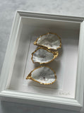 TRIPLE GEPERSONALISEERD MET TEKST 23X28cm - Ingelijste oesters- plexiglas schilderij - kunst