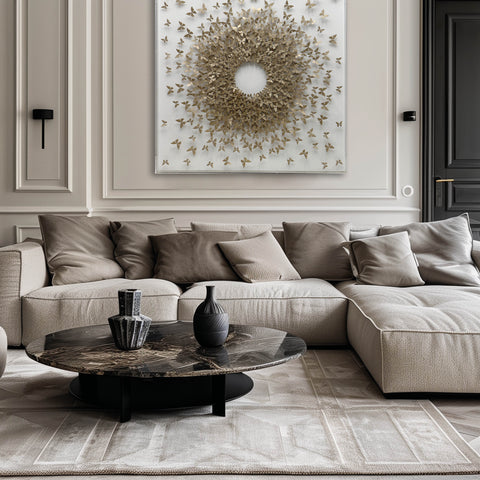 Golden Butterflies - 3d art- plexiglas schilderij - kunst