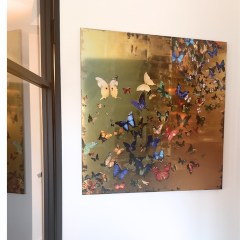 Golden Flutter – Limited Edition Art Piece- plexiglas schilderij - kunst