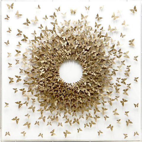 Golden Butterflies - 3d art- plexiglas schilderij - kunst