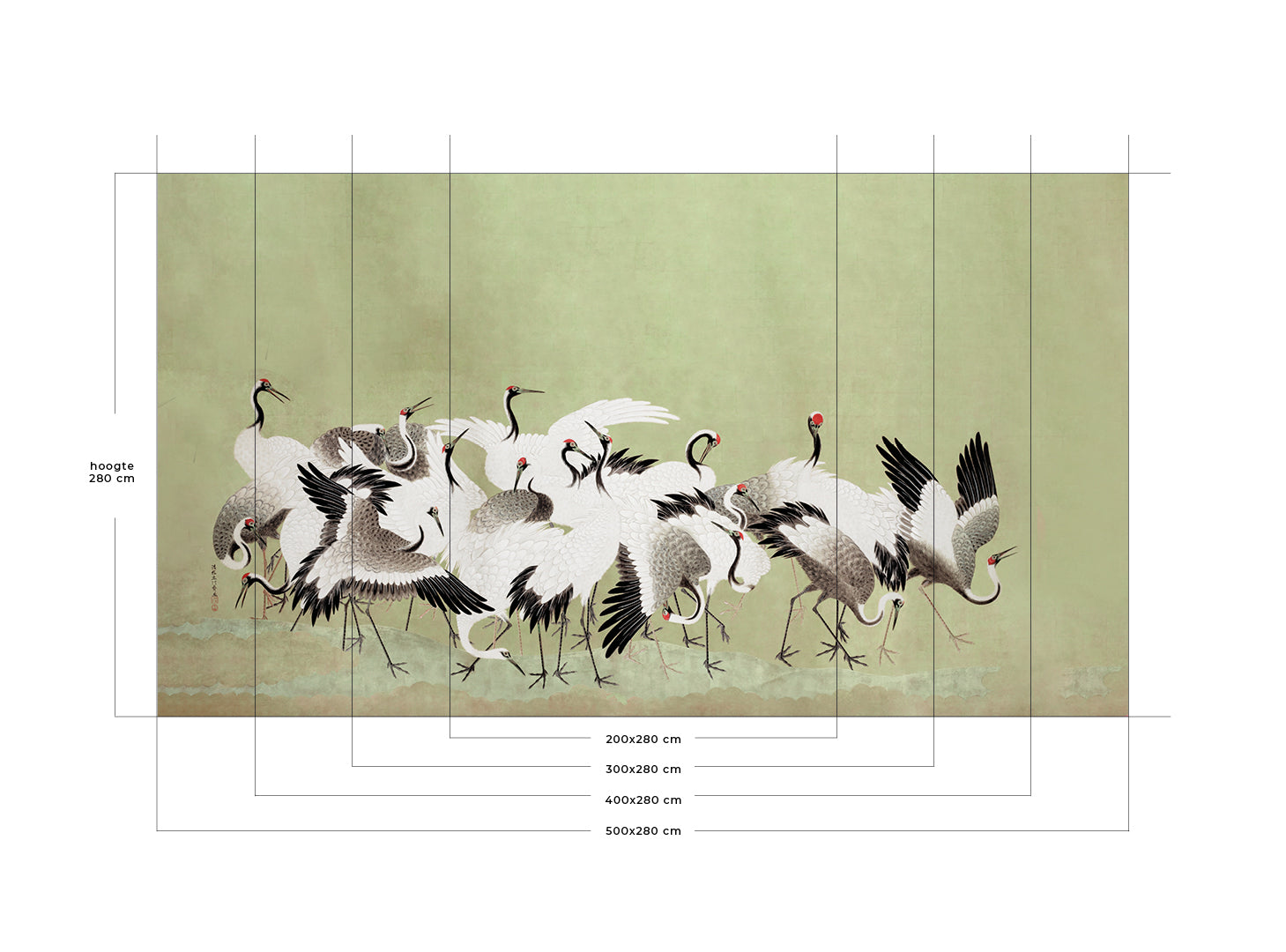 Bird Dance Groen - Naadloos behang- plexiglas schilderij - kunst