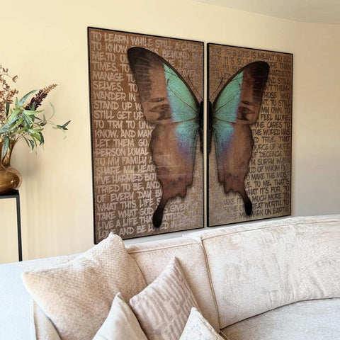 Butterfly Poems 2 luik - Gold- plexiglas schilderij - kunst