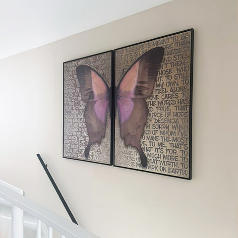 Butterfly Poems 2 luik - Gold- plexiglas schilderij - kunst