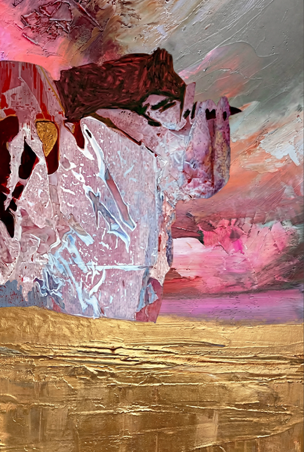 Abstracte wanddecoratie met gelaagde verf en warme ondertoon