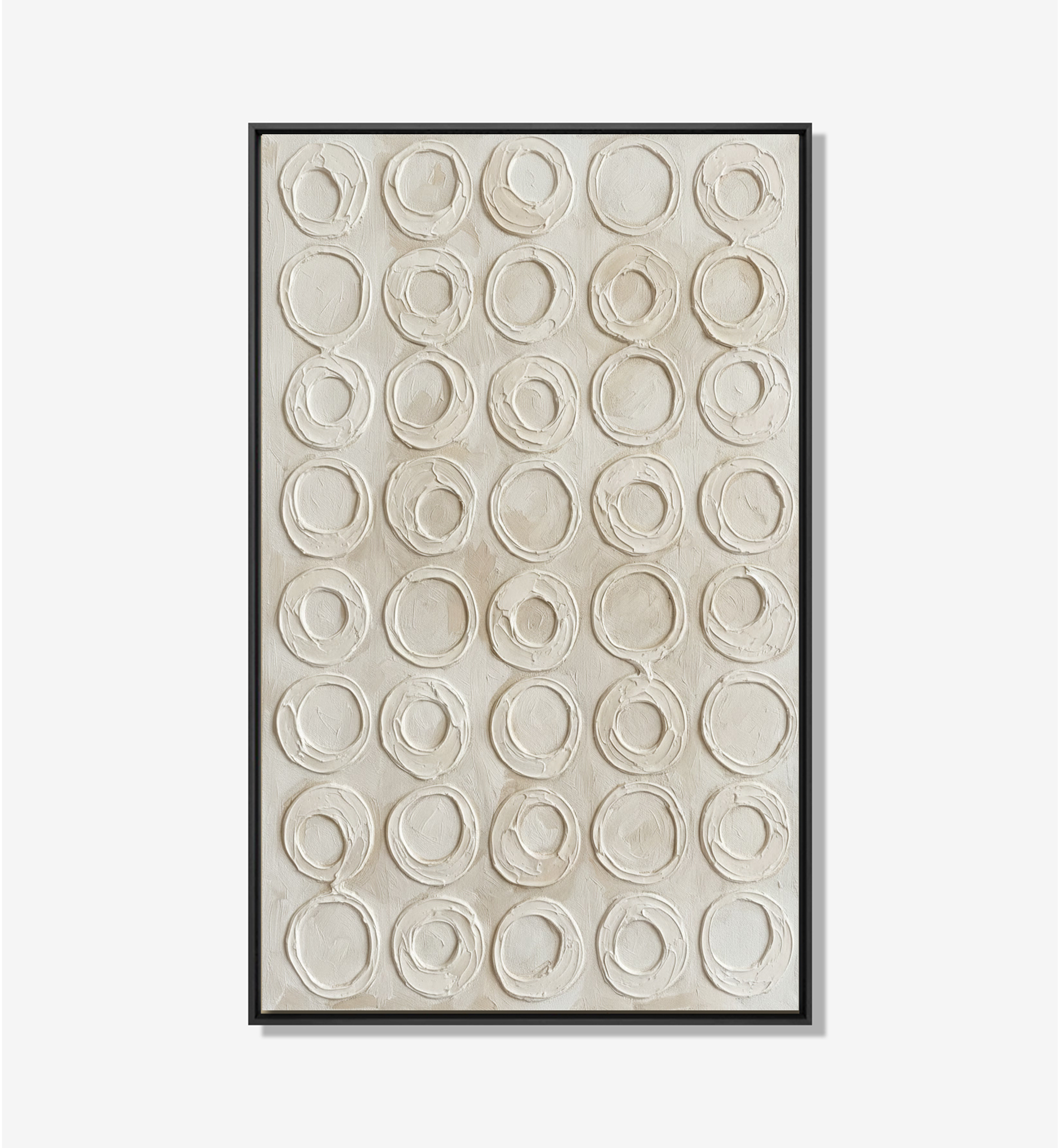 Abstract textuurkunstwerk met geschilderde cirkels in creme